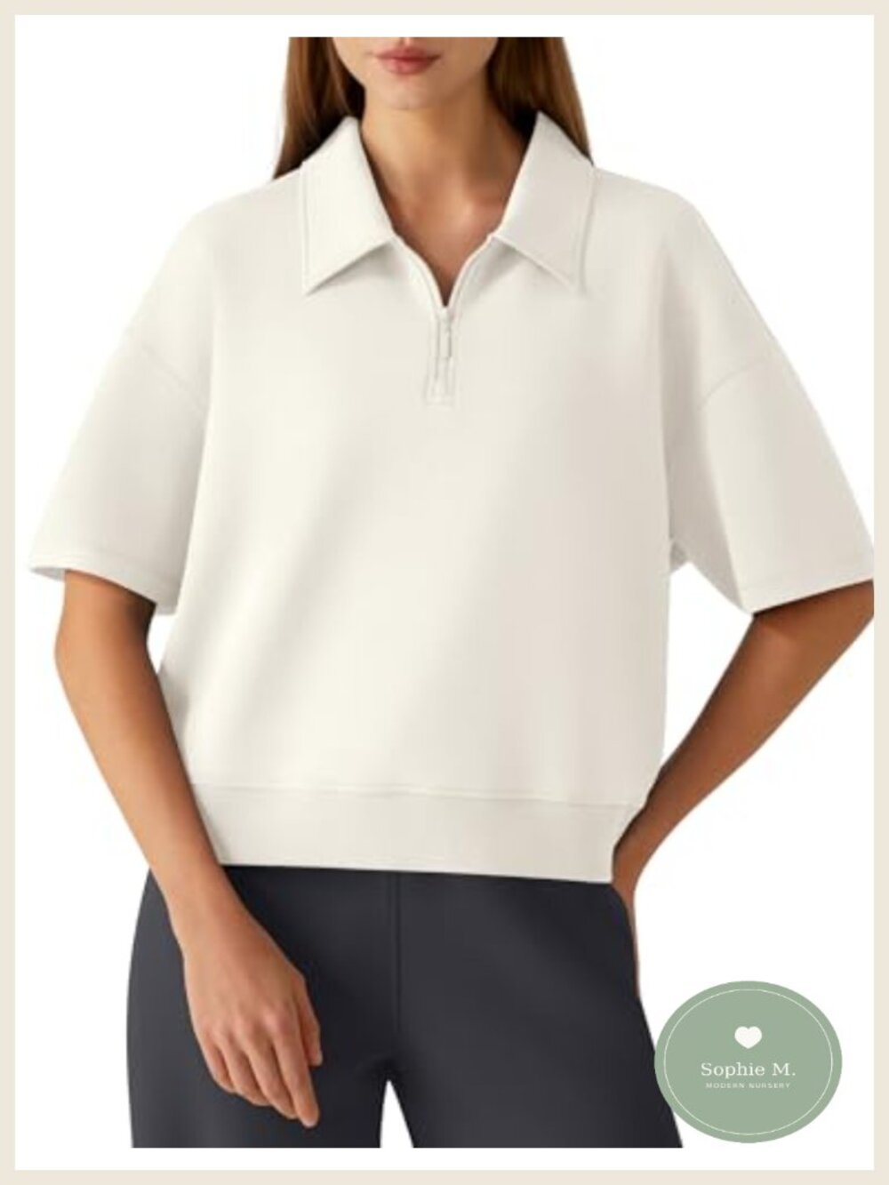 Women's Smoofit Modal Polo Shirt Short Sleeve Quarter Zip Business Casual